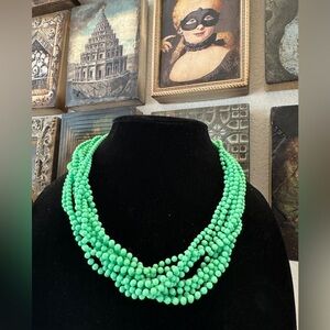 Vintage Green Twist‎ Beads Statement Necklace